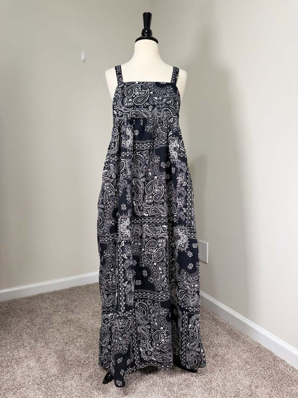 Melrose and Market Square Neck Maxi Dress Witchy Boho Western Paisley Autumn